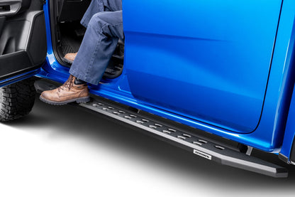 RB10 Slim Line Running Boards With Mounting Brackets Angled Textured Black 2019-2026 Ford Ranger Go Rhino-7