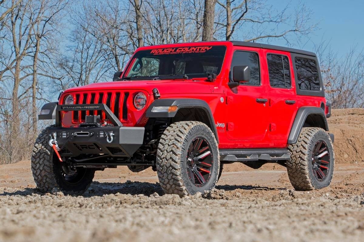 3.5 Inch Lift Kit Adj Lower FR D/S M1 Jeep Wrangler Unlimited Rubicon (18-23) Rough Country-3