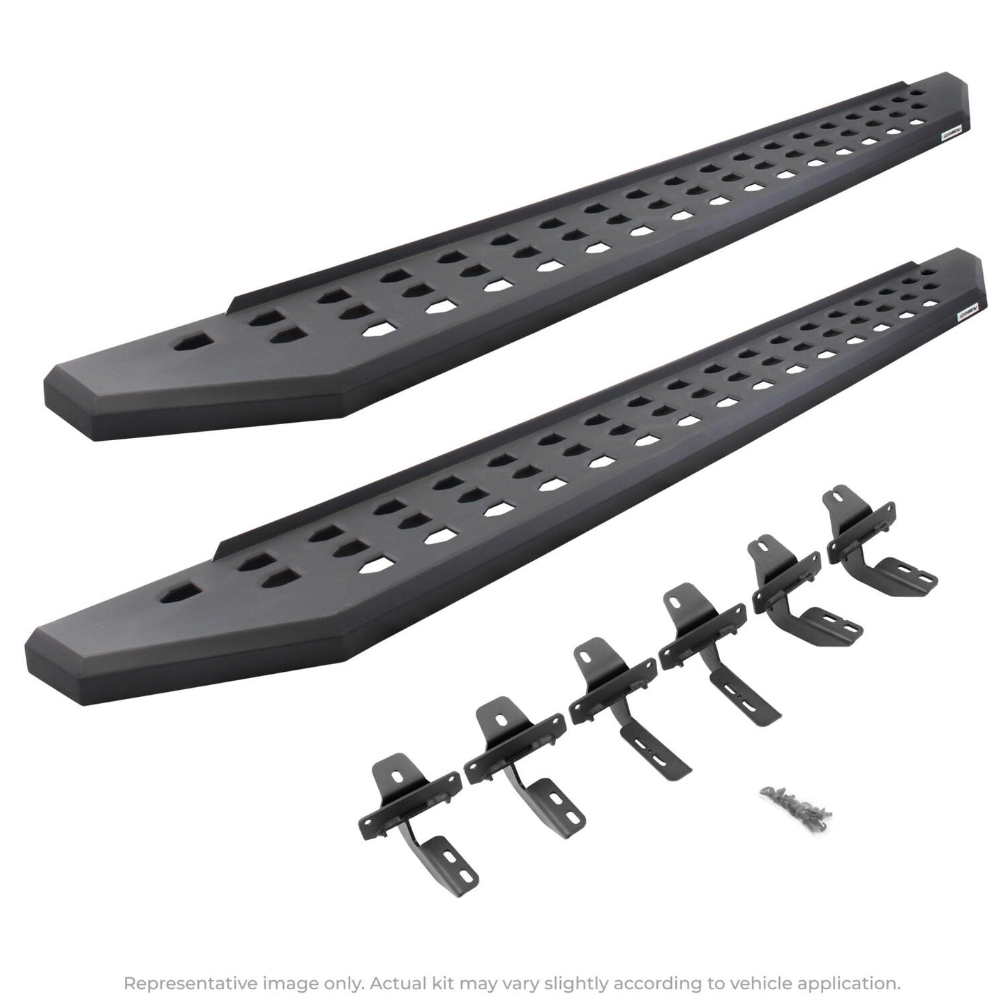 RB20 Running Boards With Mounting Brackets Textured Black 2015-2018 Silverado/Sierra 2500 HD/3500 HD Go Rhino-4