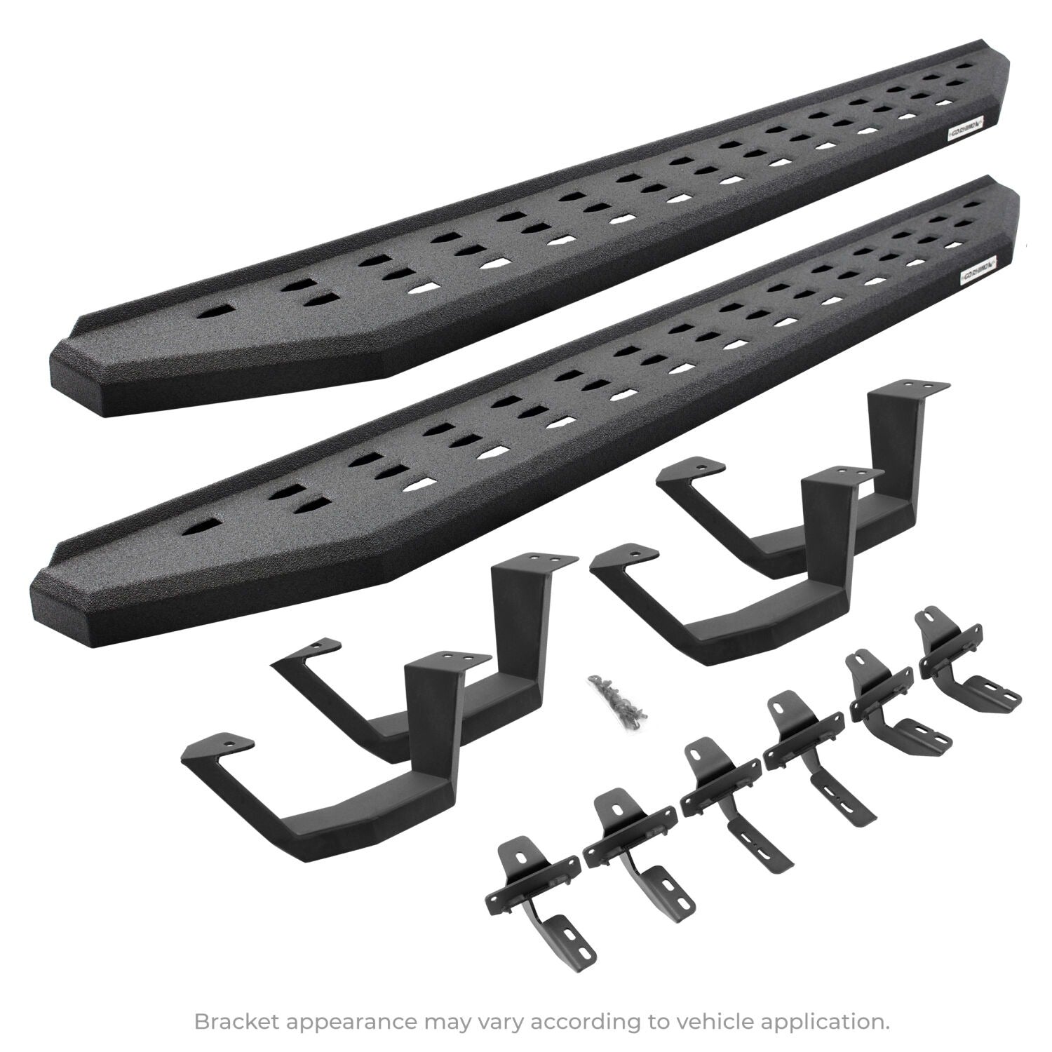 RB20 Running Boards With Mounting Brackets & 2 Pairs of Drop Steps Kit Textured Black 2014-2018 Silverado/Sierra 1500/2500 HD Go Rhino
