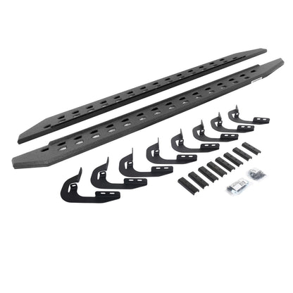RB20 Slim Line Running Boards With Mounting Brackets Protective Bedliner Coating 2014-2018 Silverado/Sierra 1500/2500 HD Go Rhino