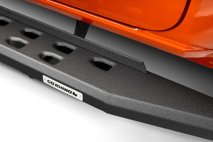RB10 Slim Line Running Boards With Mounting Brackets Angled Textured Black 2019-2026 Sierra 1500 2020-2026 Sierra 2500/3500 HD Extended Cab Go Rhino-1