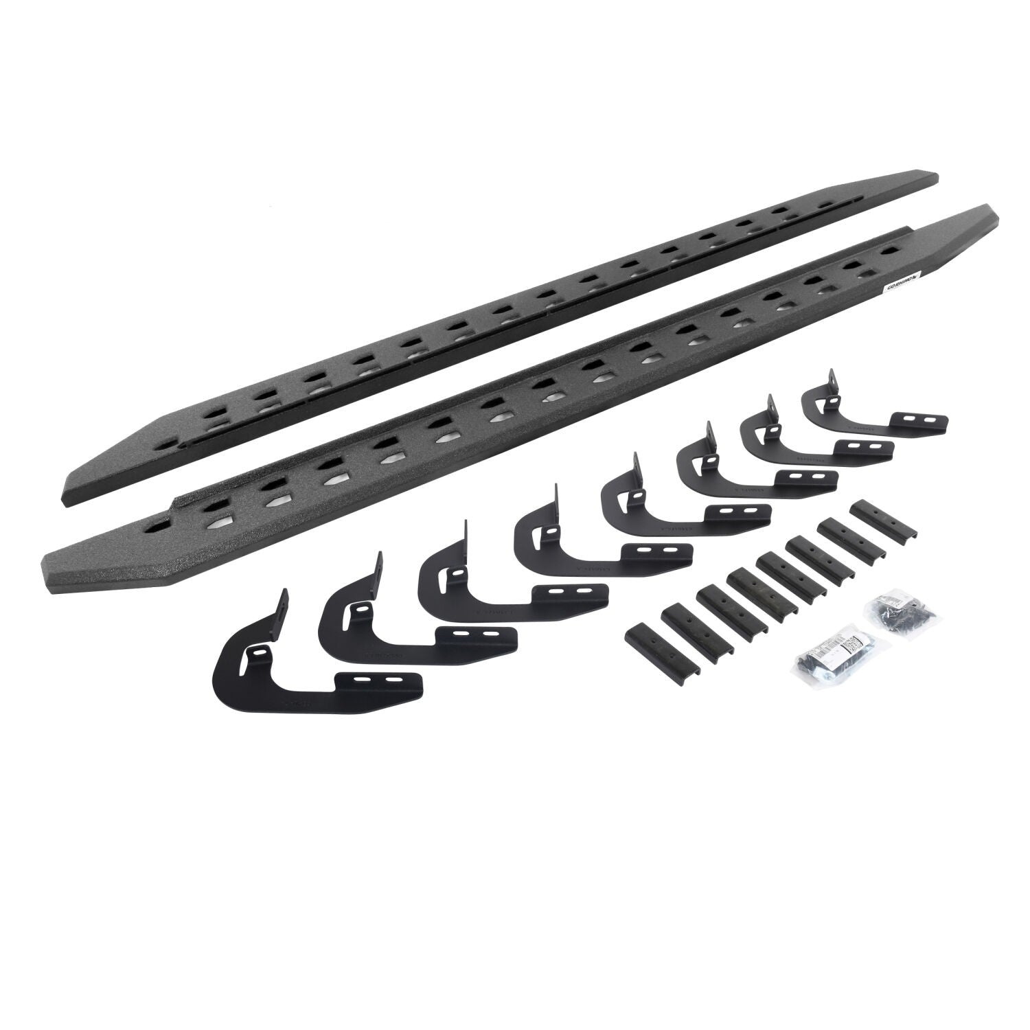 RB20 Slim Line Running Boards With Mounting Brackets Protective Bedliner Coating 2015-2018 Silverado/Sierra 2500 HD/3500 HD Extended Cab Go Rhino