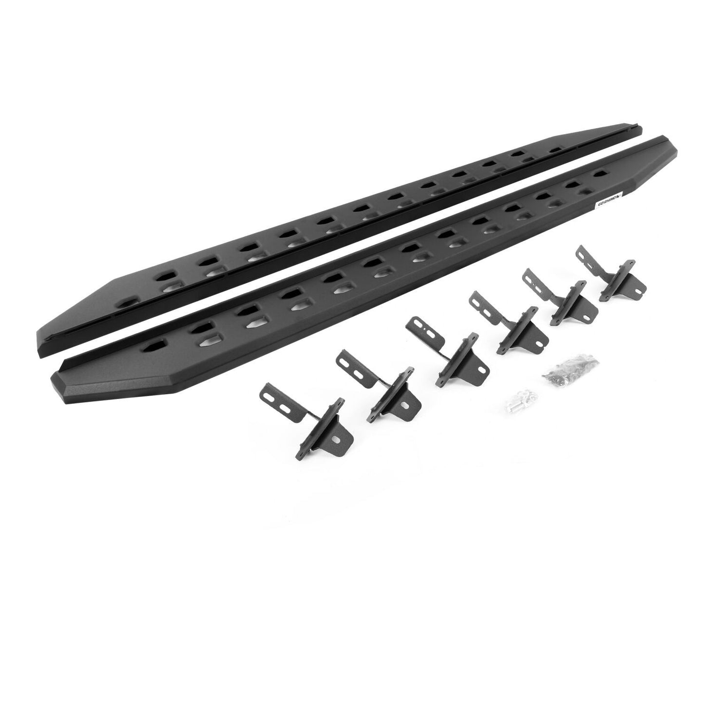 RB10 Slim Line Running Boards With Mounting Brackets Angled Textured Black 2021-2025 Ford Bronco Go Rhino-6