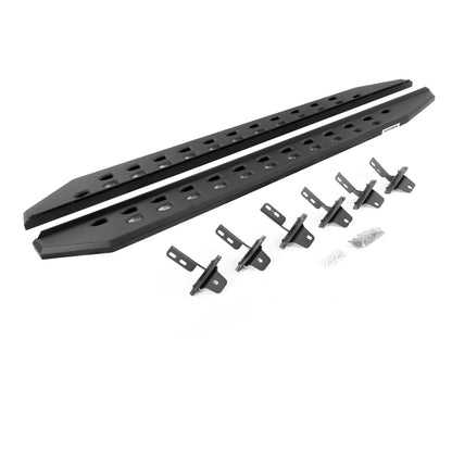 RB10 Slim Line Running Boards With Mounting Brackets Angled Textured Black 2021-2025 Ford Bronco Go Rhino-6