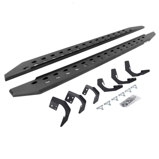 RB10 Slim Line Running Boards With Mounting Brackets Angled Textured Black 2019-2026 Ram 1500 Go Rhino