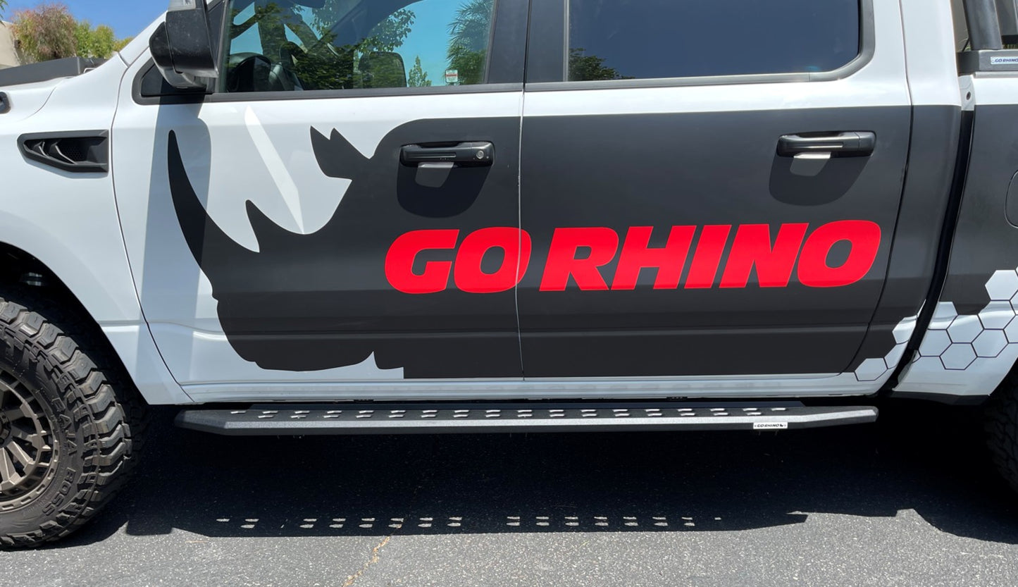 RB10 Slim Line Running Boards With Mounting Brackets Angled Textured Black 2019-2026 Ram 1500 Go Rhino-5