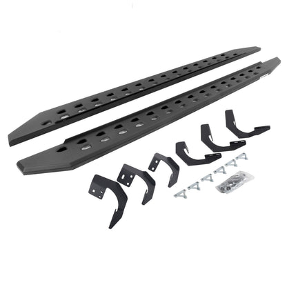 RB10 Slim Line Running Boards With Mounting Brackets Angled Textured Black 2019-2026 Ram 1500 Go Rhino-6
