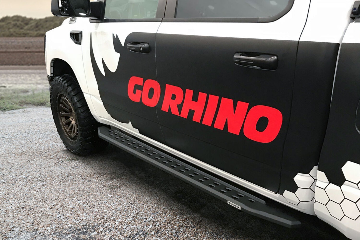 RB10 Slim Line Running Boards With Mounting Brackets Angled Textured Black 2019-2026 Ram 1500 Go Rhino-7