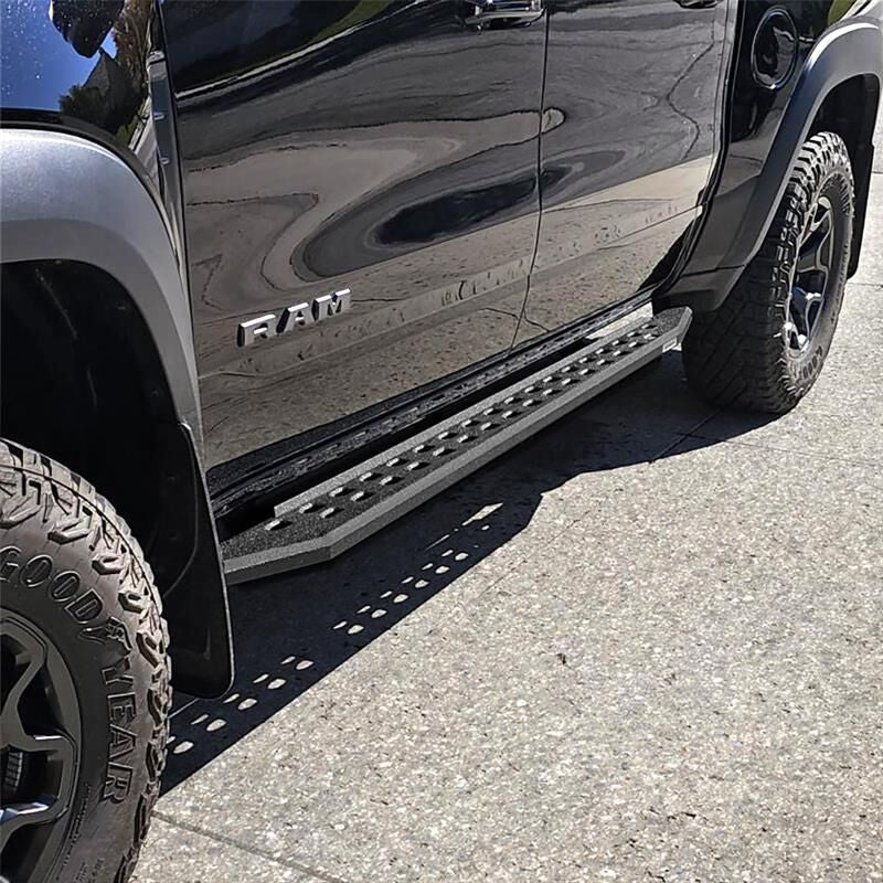 RB10 Slim Line Running Boards With Mounting Brackets Angled Protective Bedliner Coating 2019-2026 Ram 1500 Go Rhino-3