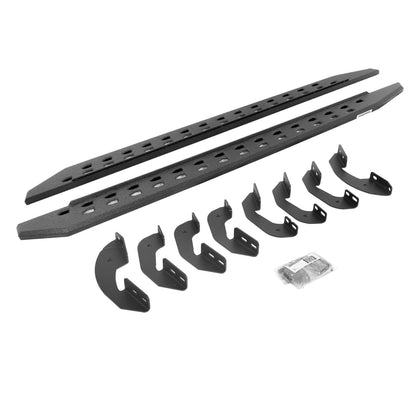 RB20 Slim Line Running Boards With Mounting Brackets Protective Bedliner Coating 2007-2021 Toyota Tundra Go Rhino-5