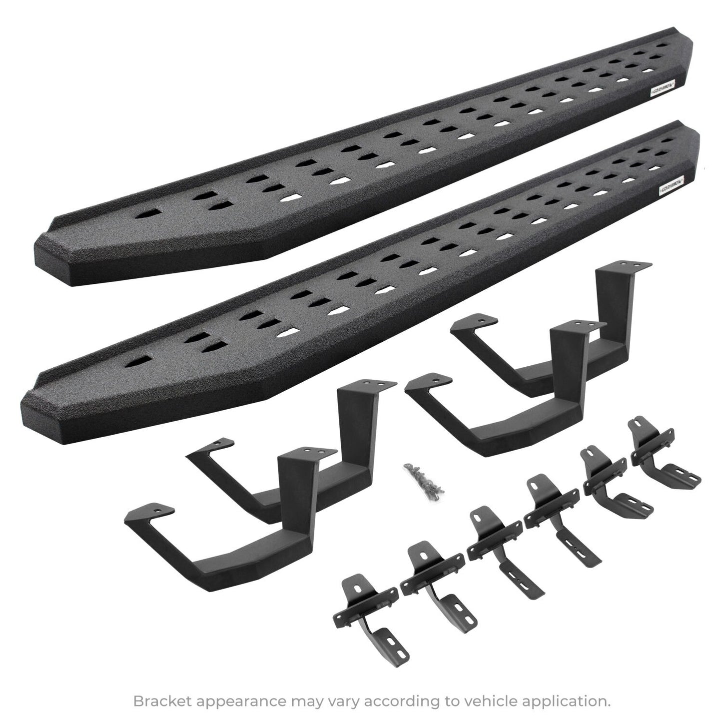 RB20 Running Boards With Mounting Brackets & 2 Pairs of Drop Steps Kit Textured Black 2007-2021 Toyota Tundra Go Rhino