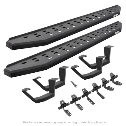 RB20 Running Boards With Mounting Brackets & 2 Pairs of Drop Steps Kit Textured Black 2007-2021 Toyota Tundra Go Rhino