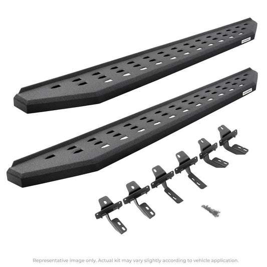 RB20 Running Boards with Mounting Brackets Kit Protective Bedliner coating 2024-2026 Toyota Tacoma Go Rhino