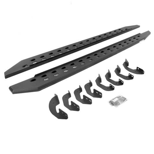 RB10 Slim Line Running Boards With Mounting Brackets Textured Black 2022-2026 Toyota Tundra Crew Cab Go Rhino