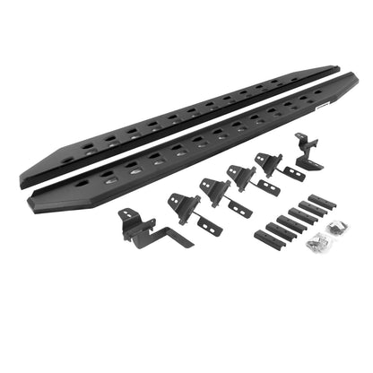 RB10 Slim Line Running Boards Angled With Mounting Brackets Textured Black For 2007-2018 Jeep Wrangler JK Go Rhino-6