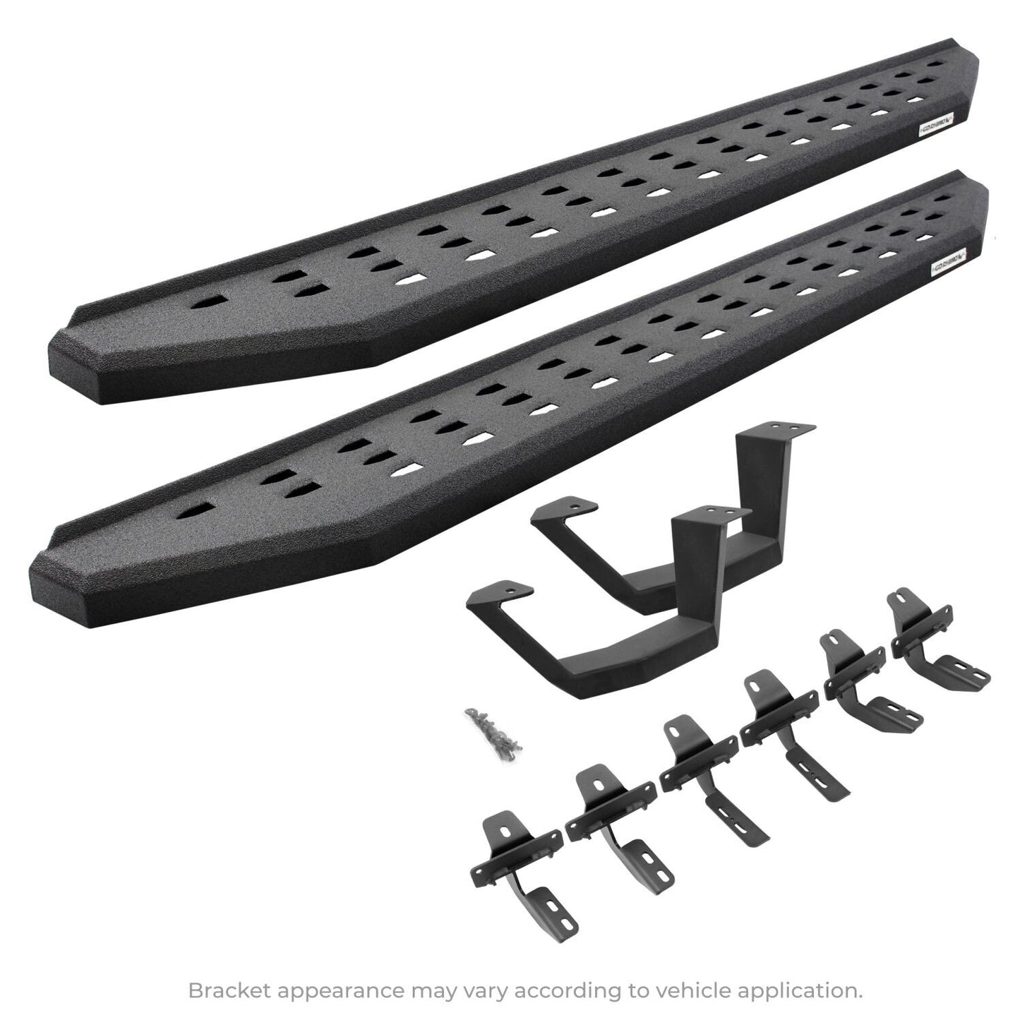 RB20 Running Boards With Mounting Brackets & 1 Pair of Drop Steps Kit Protective Bedliner Coating For 2007-2018 Jeep Wrangler JK Go Rhino