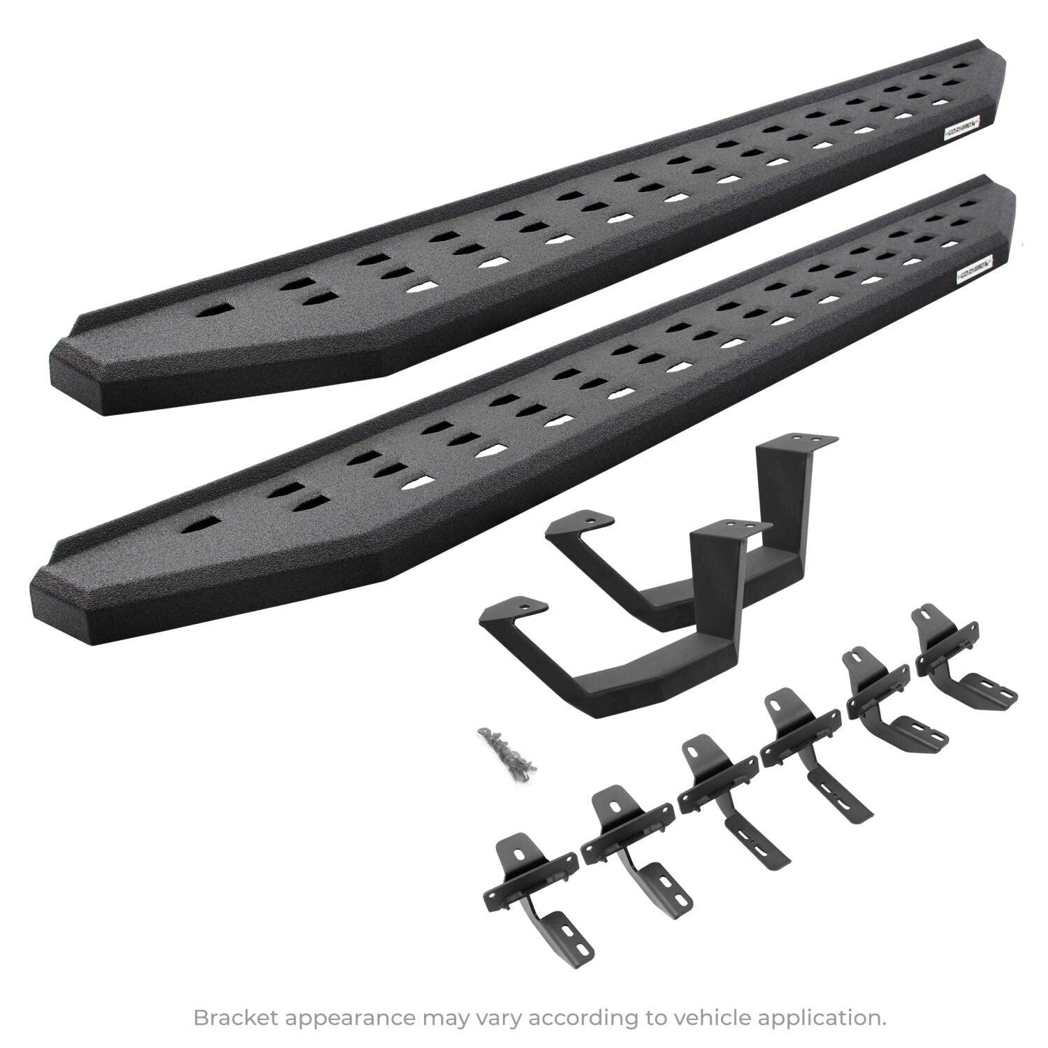 RB20 Running Boards With Mounting Brackets & 1 Pair of Drop Steps Kit Protective Bedliner Coating For 2007-2018 Jeep Wrangler JK Go Rhino