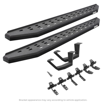 RB20 Running Boards With Mounting Brackets & 1 Pair of Drop Steps Kit Protective Bedliner Coating For 2007-2018 Jeep Wrangler JK Go Rhino