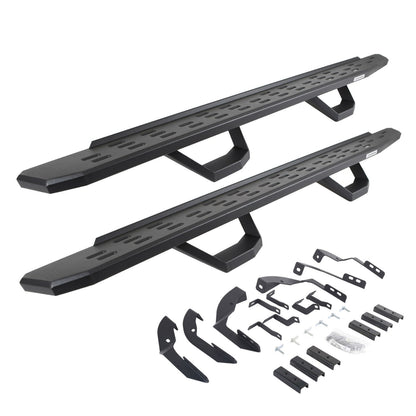 RB30 Running Boards with Mounting Brackets & 2 Pairs of Drops Steps Kit Textured Black 2015-2018 Silverado/Sierra 2500 HD/3500 HD Go Rhino