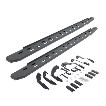 RB30 Slim Line Running Boards with Mounting Bracket Kit Textured Black 2015-2018 Silverado/Sierra 2500 HD/3500 HD Go Rhino