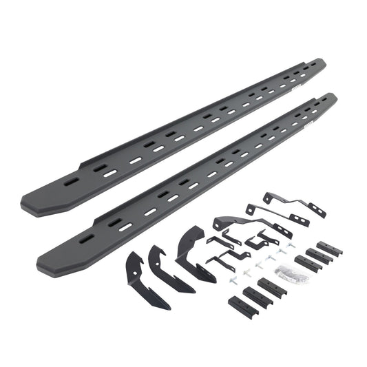 RB30 Slim Line Running Boards with Mounting Bracket Kit Textured Black 2015-2018 Silverado/Sierra 2500 HD/3500 HD Go Rhino