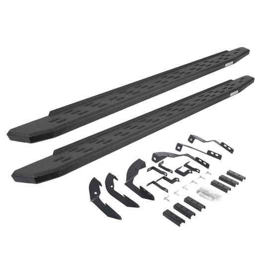RB30 Running Boards with Mounting Bracket Kit Protective Bedliner Coating 2015-2018 Silverado/Sierra 2500 HD/3500 HD Go Rhino