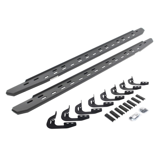 RB30 Slim Line Running Boards with Mounting Bracket Kit Textured Black 2014-2018 Silverado/Sierra 1500/2500 HD Go Rhino