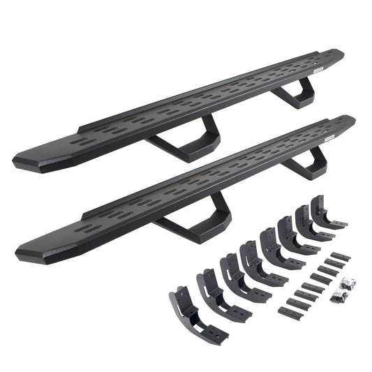 RB30 Running Boards with Mounting Brackets & 2 Pairs of Drop Steps Kit Textured Black 2019-2026 Sierra 1500 2020-2026 Sierra 2500/3500 HD Go Rhino