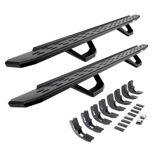 RB30 Running Boards with Mounting Brackets & 2 Pairs of Drops Steps Kit Textured Black 2019-2026 Silverado/Sierra 1500/2500 HD Go Rhino
