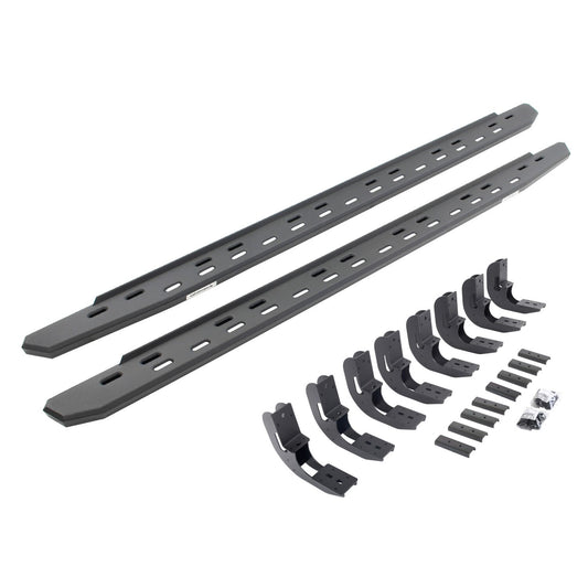 RB30 Slim Line Running Boards with Mounting Bracket Kit Textured Black 2019-2026 Silverado/Sierra 1500/2500 HD Go Rhino
