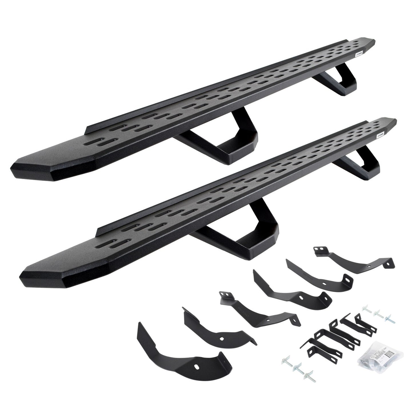 RB30 Running Boards with Mounting Brackets & 2 Pairs of Drops Steps Kit Textured Black 2015-2019 Silverado/Sierra 2500 HD Go Rhino