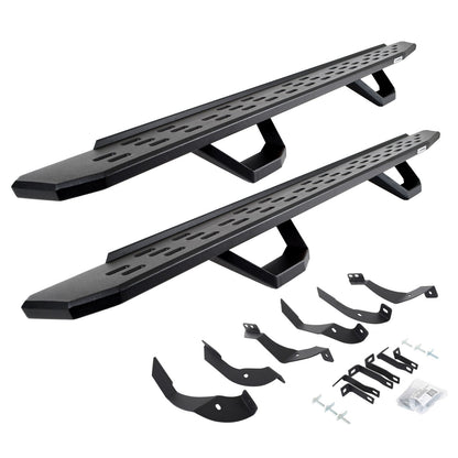 RB30 Running Boards with Mounting Brackets & 2 Pairs of Drops Steps Kit Textured Black 2015-2019 Silverado/Sierra 2500 HD Go Rhino