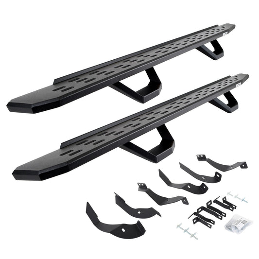RB30 Running Boards with Mounting Brackets & 2 Pairs of Drops Steps Kit Textured Black 2015-2019 Silverado/Sierra 2500 HD Go Rhino