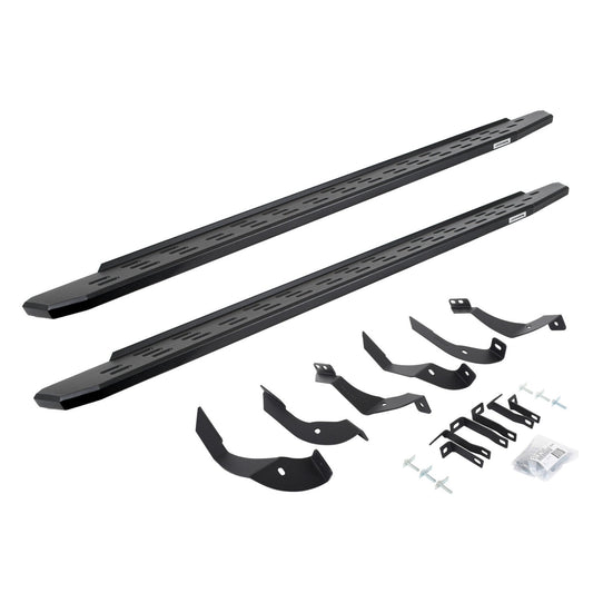 RB30 Running Boards with Mounting Bracket Kit Textured Black 2015-2019 Silverado/Sierra 2500 HD Go Rhino