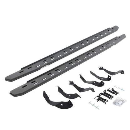 RB30 Slim Line Running Boards with Mounting Bracket Kit Textured Black 2015-2019 Silverado/Sierra 2500 HD Go Rhino