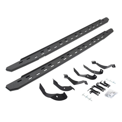 RB30 Slim Line Running Boards with Mounting Bracket Kit Protective Bedliner Coating 2015-2019 Silverado/Sierra 2500 HD Go Rhino