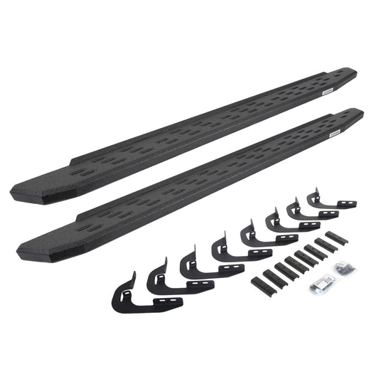 RB30 Running Boards with Mounting Bracket Kit Protective Bedliner Coating 2014-2018 Silverado/Sierra 1500 2015-2018 Silverado/Sierra 2500 HD/3500 HD Go Rhino