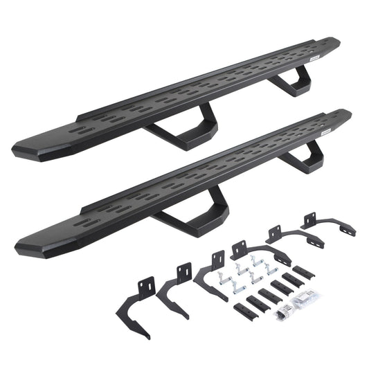 RB30 Running Boards with Mounting Brackets & 2 Pairs of Drops Steps Kit Textured Black 2009-2014 Dodge Ram 1500 Go Rhino