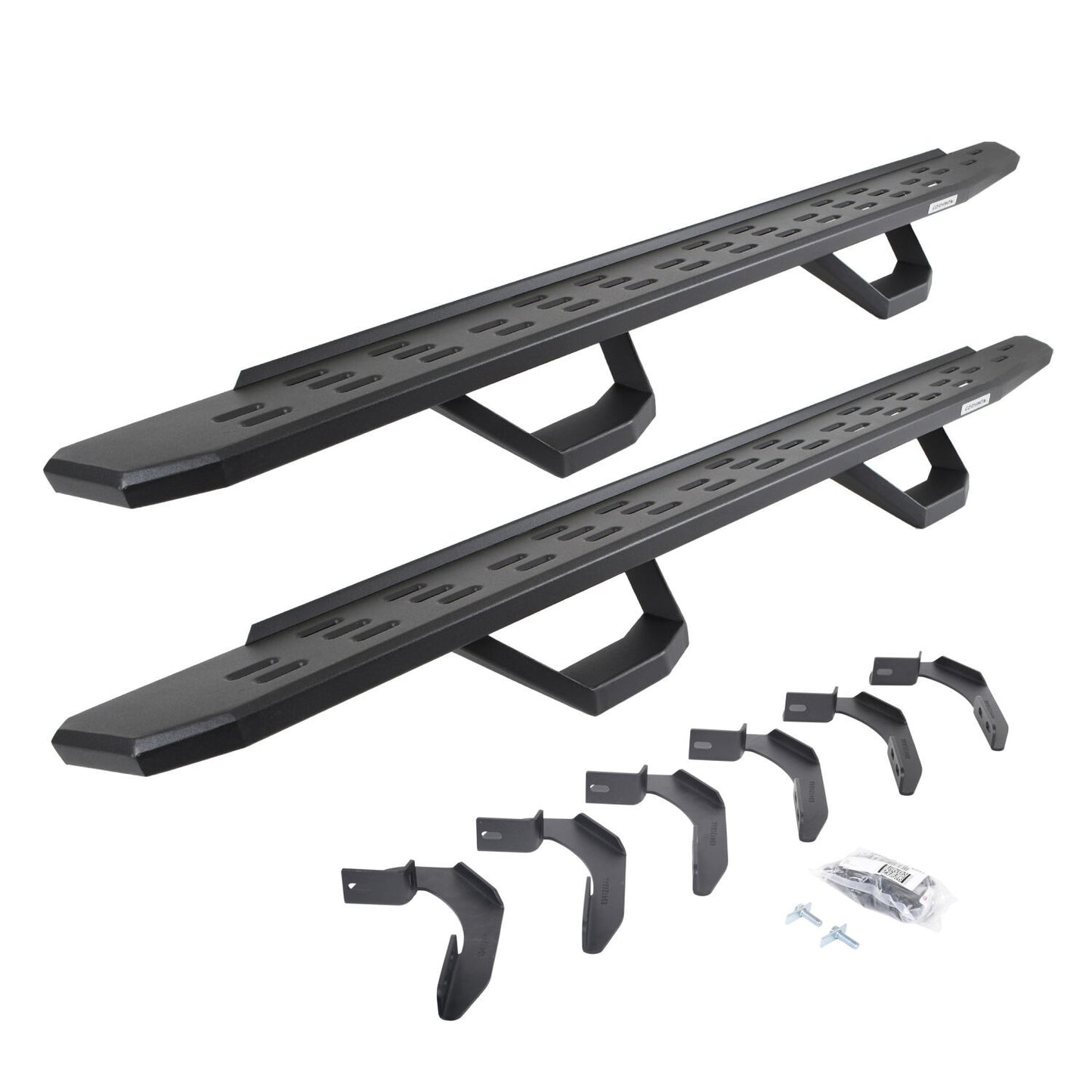 RB30 Running Boards with Mounting Brackets & 2 Pairs of Drops Steps Kit Textured Black 2004-2014 Ford F-150 Go Rhino-5