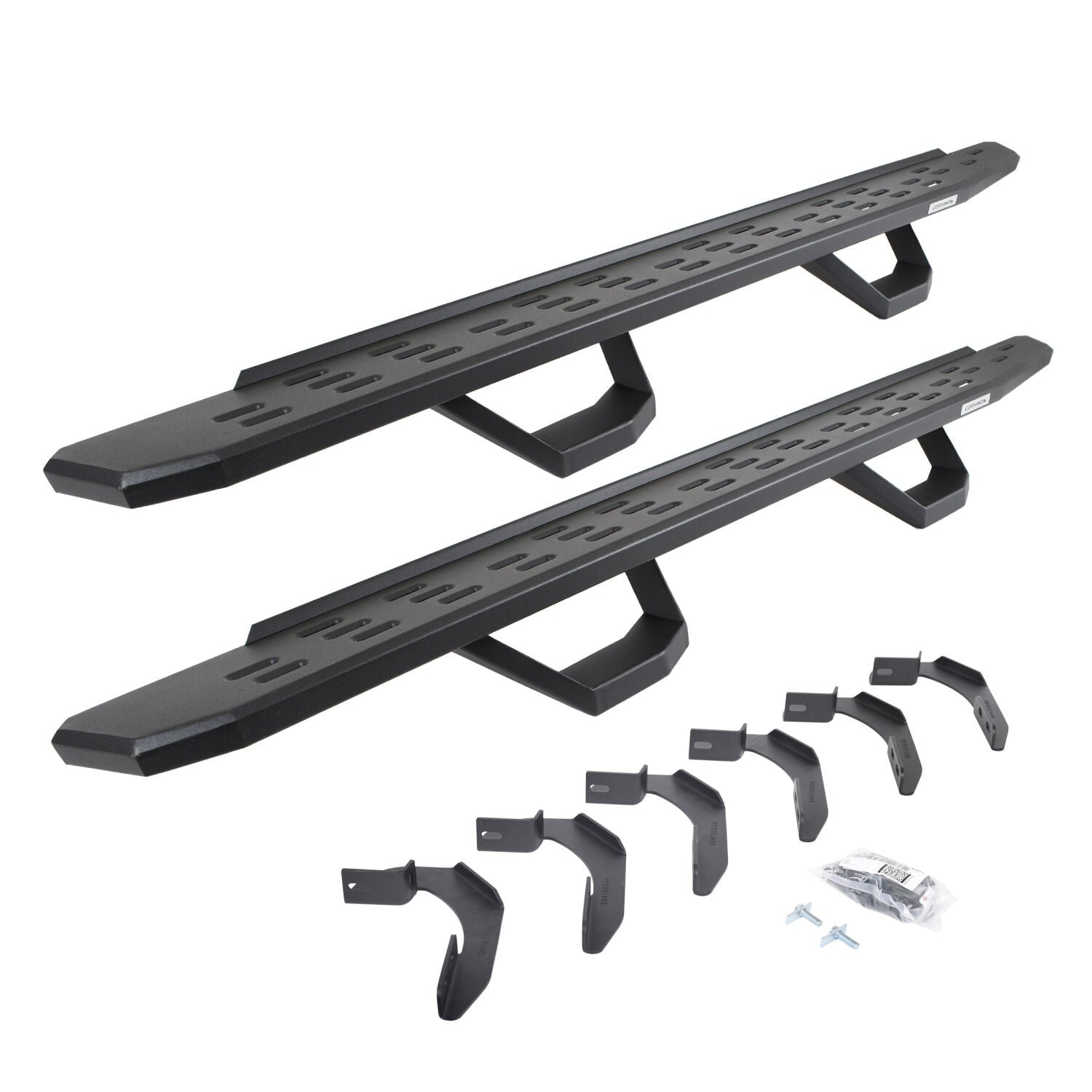 RB30 Running Boards with Mounting Brackets & 2 Pairs of Drops Steps Kit Textured Black 2004-2014 Ford F-150 Go Rhino-5