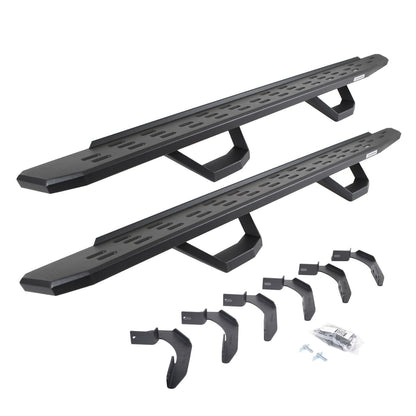 RB30 Running Boards with Mounting Brackets & 2 Pairs of Drops Steps Kit Textured Black 2004-2014 Ford F-150 Go Rhino-5
