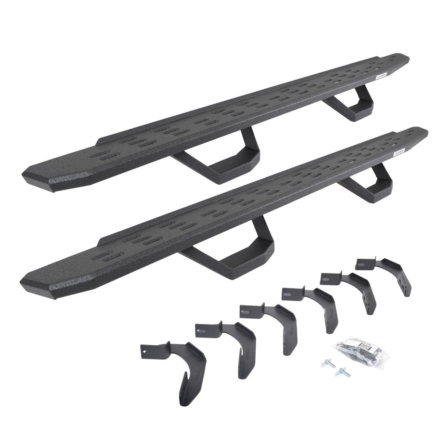 RB30 Running Boards with Mounting Brackets & 2 Pairs of Drops Steps Kit Protective Bedliner Coating 2004-2014 Ford F-150 Go Rhino-3
