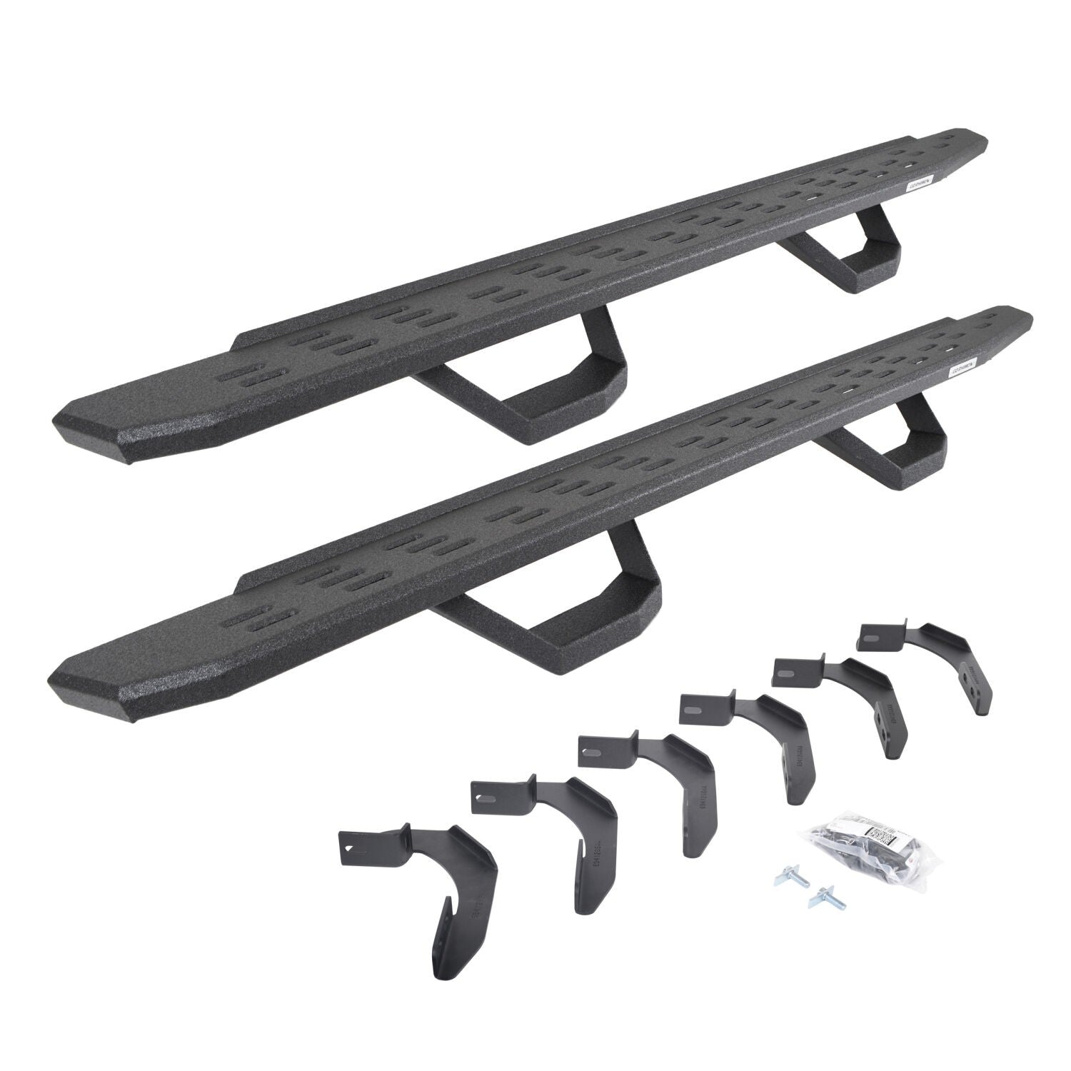 RB30 Running Boards with Mounting Brackets & 2 Pairs of Drops Steps Kit Protective Bedliner Coating 2004-2014 Ford F-150 Go Rhino-3