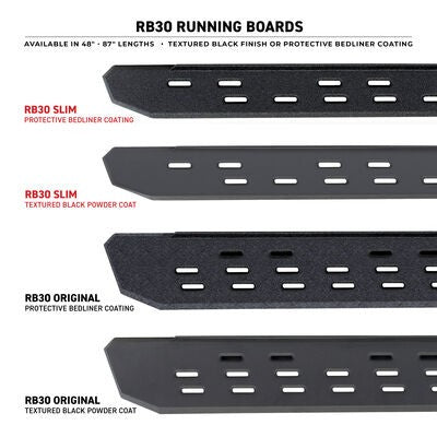 RB30 Running Boards with Mounting Brackets & 2 Pairs of Drops Steps Kit Textured Black 2004-2014 Ford F-150 Go Rhino-2