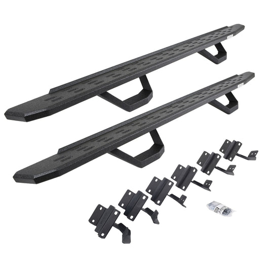 RB30 Running Boards with Mounting Brackets & 2 Pairs of Drops Steps Kit Protective Bedliner Coating 2004-2014 Ford F-150 Go Rhino