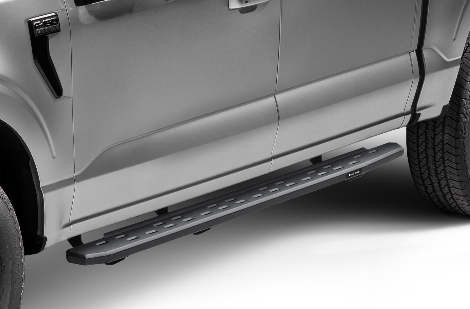 RB30 Slim Line Running Boards with Mounting Bracket Kit Textured Black 2015-2025 Ford F-150/ F-250/F-350 Go Rhino-1