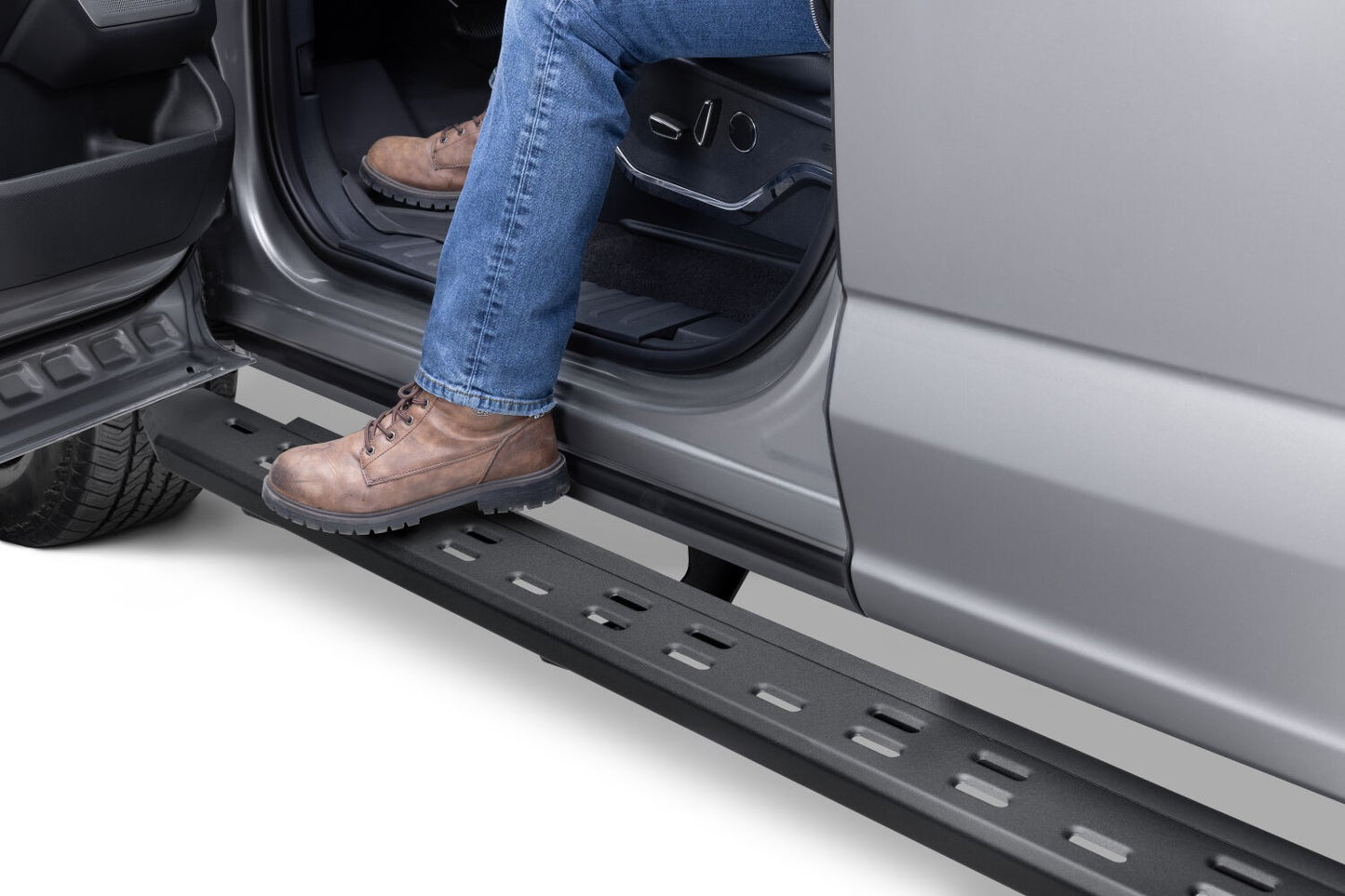 RB30 Slim Line Running Boards with Mounting Bracket Kit Textured Black 2015-2025 Ford F-150/ F-250/F-350 Go Rhino-5