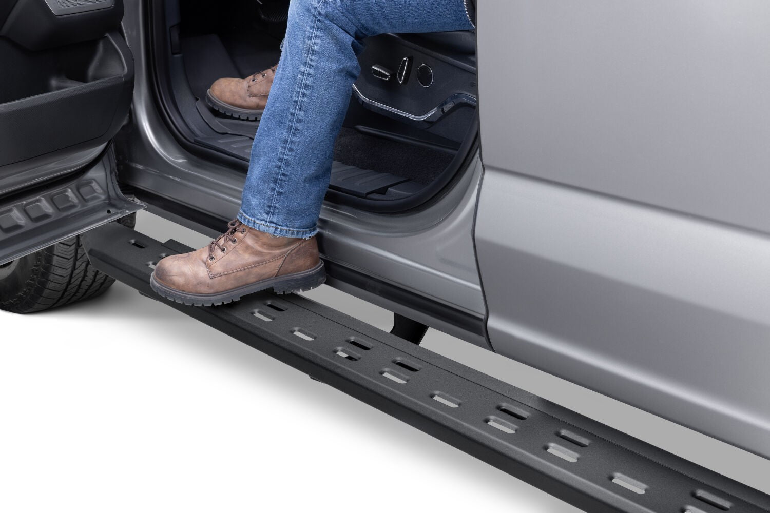 RB30 Slim Line Running Boards with Mounting Bracket Kit Textured Black 2015-2025 Ford F-150/ F-250/F-350 Go Rhino-5