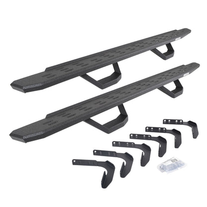 RB30 Running Boards with Mounting Brackets & 2 Pairs of Drop Steps Kit Portective Bedliner Coating 1999-2016 Ford F-250/F-350 Go Rhino